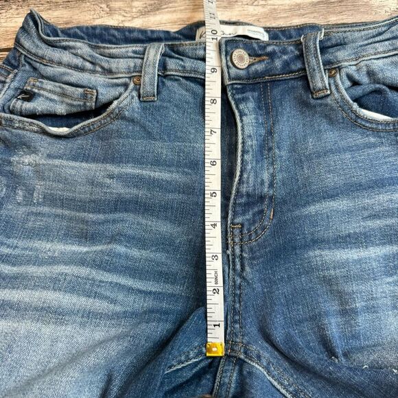 KanCan Women's Straight Leg Ripped Jeans 29 Medium Blue Distressed Ripped Trendy - Picture 11 of 12